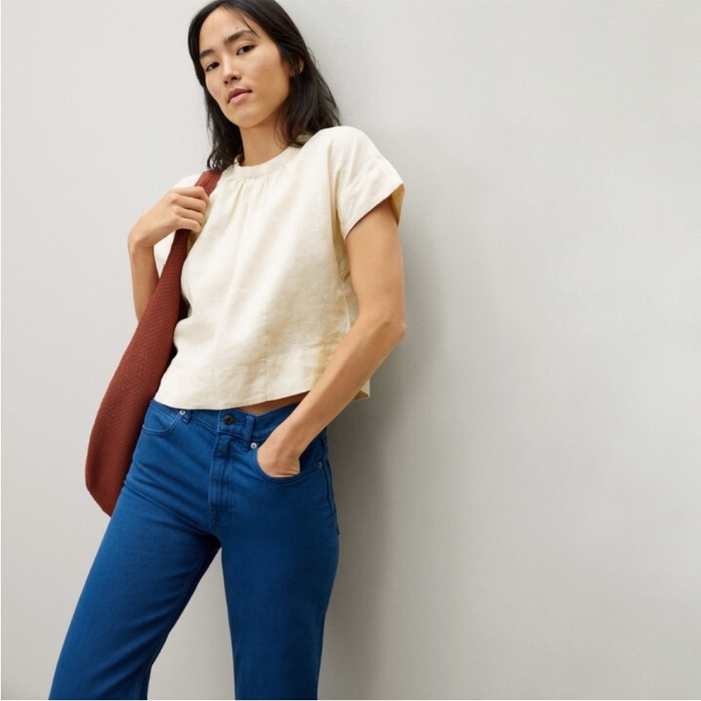 Everlane The Linen Drape Top, Size 6, Canvas